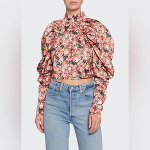 ROTATE BIRGER CHRISTENSEN
Kim Puff-Sleeve Floral-Print Crop Blouse